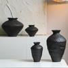 Wabi-Sabi Black Pottery Jar: Zen-style Retro Ceramic Vase for Tea Rooms and Hotels