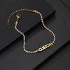 Atoztide Custom Name Necklace Bracelet Jewelry Set with Zircon Stone Chain Stainless Steel Nameplate Personalized Birthday Gift