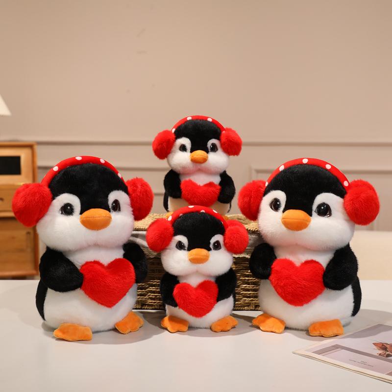 22-30cm Cute Penguin Wear Earphones Plushies Doll Cartoon Anime Stuffed Animal Soft Kids Toys for Girls Boys Xmas Presents