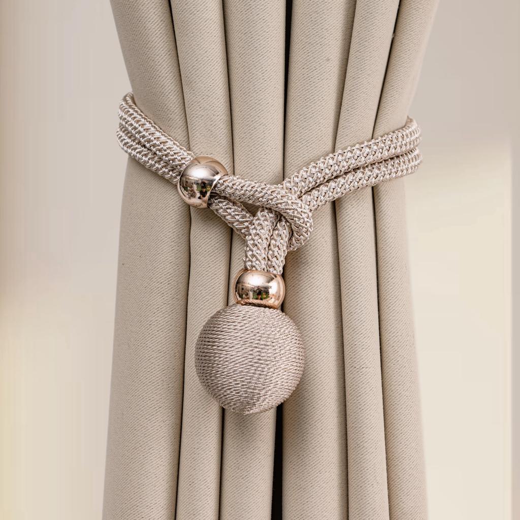 2pcs Adjustable High Grade French Ball Curtain Tiebacks, Convenient Draped Tiebacks Decorative Curtain Fixer Curtain Tiebacks