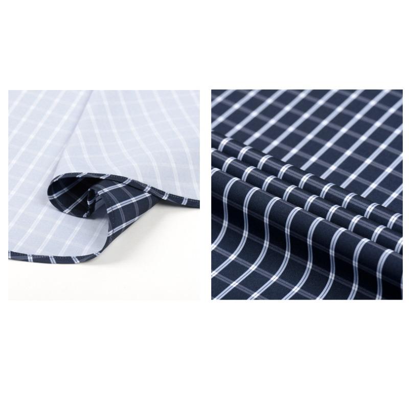 Men's High-Grade 4-Way Stretch Plaid Print Long Sleeve Shirt, Turn-down Collar Men Shirt Wholesale