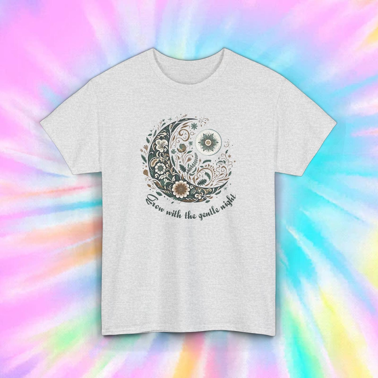 Grow with the Gentle Night Moon Floral Graphic T-Shirt Tranquil Design S-5XL XXXL