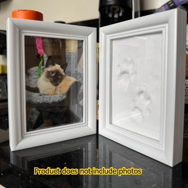 1 шт. Рамка для фото питомца Складная Отпечаток лапы Отпечаток руки Глина Настольный декор Памятная рамка Домашний настольный декор Рамка для памятных вещей питомца