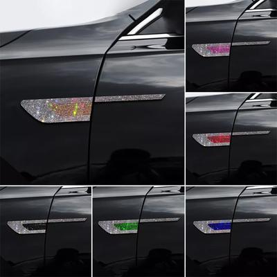 2 Piezas Pegatinas Decorativas de Diamante para Guardabarros Laterales de Coche Anti-colisión Estilo de Advertencia para Coche Accesorios Brillantes para Coche para Mujeres