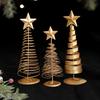 Gold Spiral Christmas Tree Decor Glittering Tabletop Tree with Star Topper for Holiday Home Office Table Centerpiece Mantel Shelf Decor