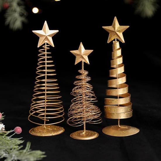 Yousheng Gold Spiral Christmas Tree Decor Glittering Tabletop Tree with Star Topper for Holiday Home Office Table Centerpiece Mantel Shelf Decor