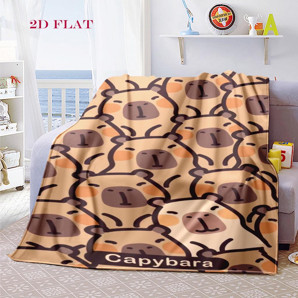 Adorable Capybara Patterns blanket Soft and comfortable Camping trip Office rest blanket Air conditioning blanket Machine washable