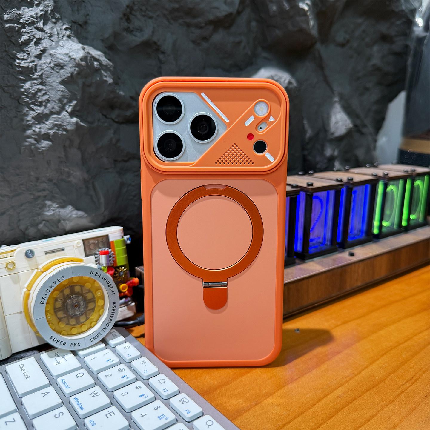 

Applicable iPhone Charm Eyeglass Frame Mobile Phone Case Apple 16 Contrast Color Skin Magnetic Bracket Protective Case iPhone17promax