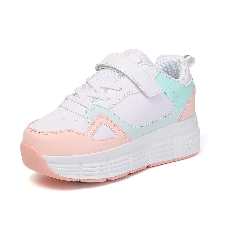 Boy's Plus Size Fashionable Thick Soled Roller Skates Girl's Wheeled Sports Shoes Outdoor Sneaker