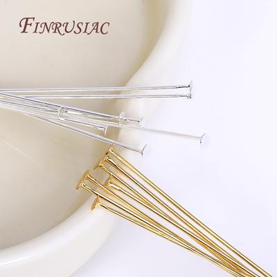 50 Pcs/lot Flat Head Pins,18K Gold Plated Flat Head Pins,Silver Plated Findings,Handmade Jewelry Supplies
