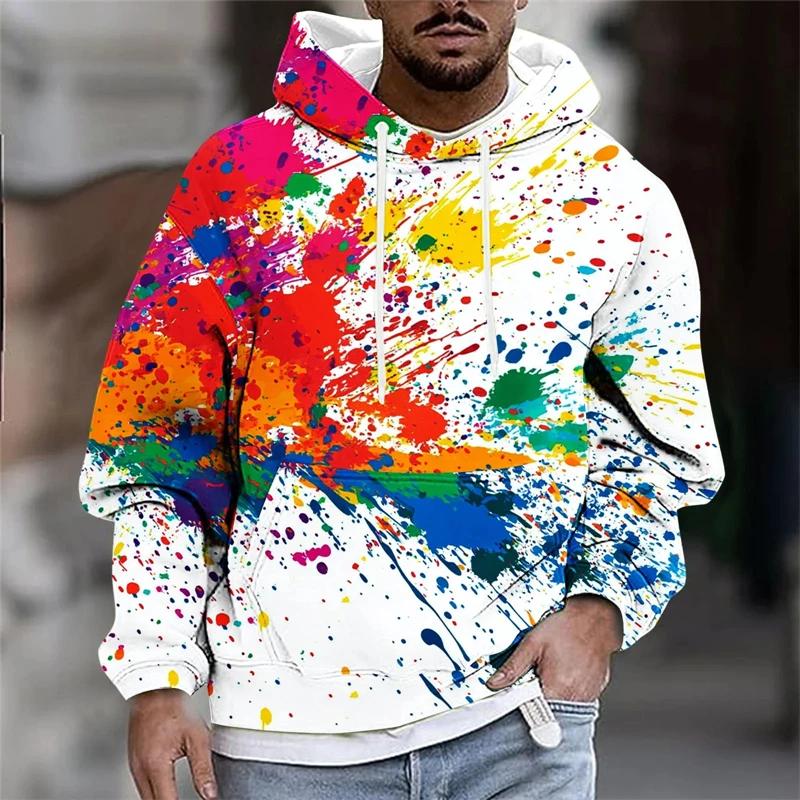 Nuove Felpe con Cappuccio Grafiche 3D Unisex Uomo Colorate Pittura Stile Astratto Fresco Modello Stampato Felpa Casual Felpa Trendy Top per Uso Quotidiano