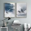 Nordic Black White Animal Poster Wolf Elk Wall Art Canvas Painting Forest Snow Mountain Print Picture for Living Room Home Decor