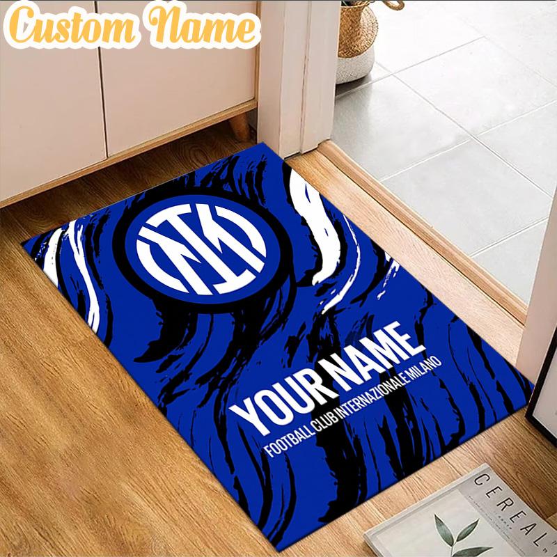 Custom Name Inter Milan Crest Rug, Office Rug, Chair Rug, Carpet for Living Rooms, Doormat Game Rug Home Decor Christmas Gifts