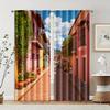 Vintage Scene Curtain Mexican Street View Protecting Privacy Holiday Decorations Use Various Room Decor Aesthetic Polyester