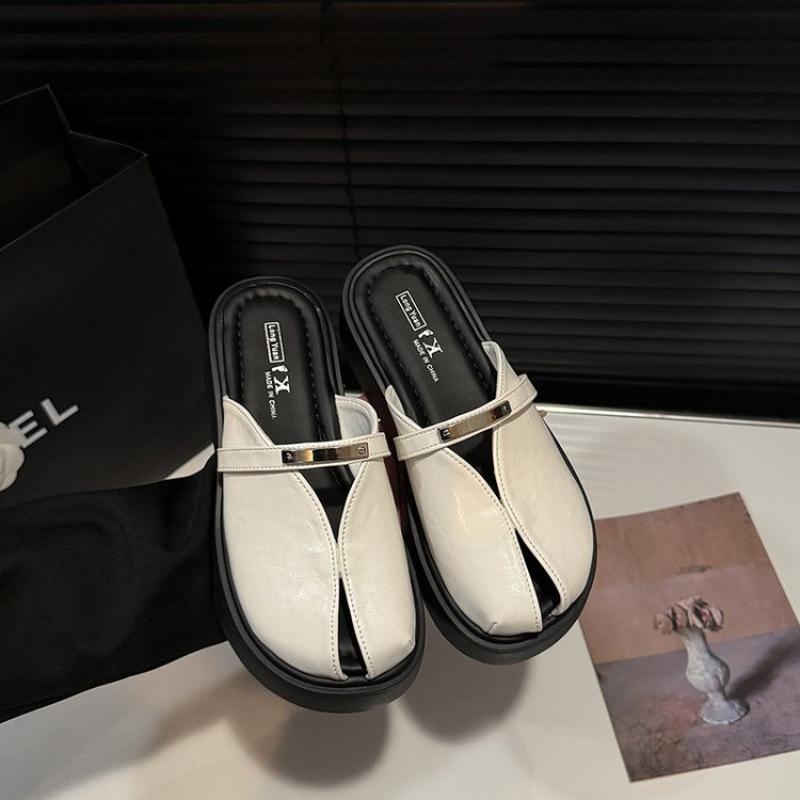 Platformové ležérní boty dámské jaro 2025 nové dva způsoby nošení líné mokasíny s velkou hlavou ugly cute malé kožené boty pantofle