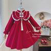 Girls' Winter New Style Chinese Princess Dress: Red New Year Outfit