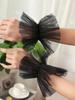 Sexy Lace Bride Wedding Wrist Cuffs Short Mesh Bowknot Fingerless Gloves Elastic Hand Sleeves Prom Accessories For Women