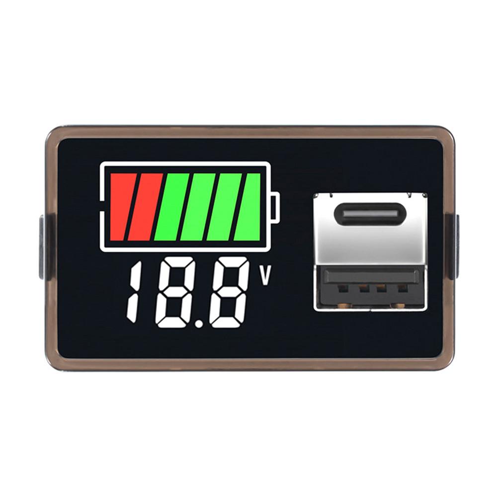 DC8-100V DC8-30V Battery Capacity Indicator USB Type-C  LED Digital Car Voltmeter Lithium Lead-acid Battery Charge Level Tester