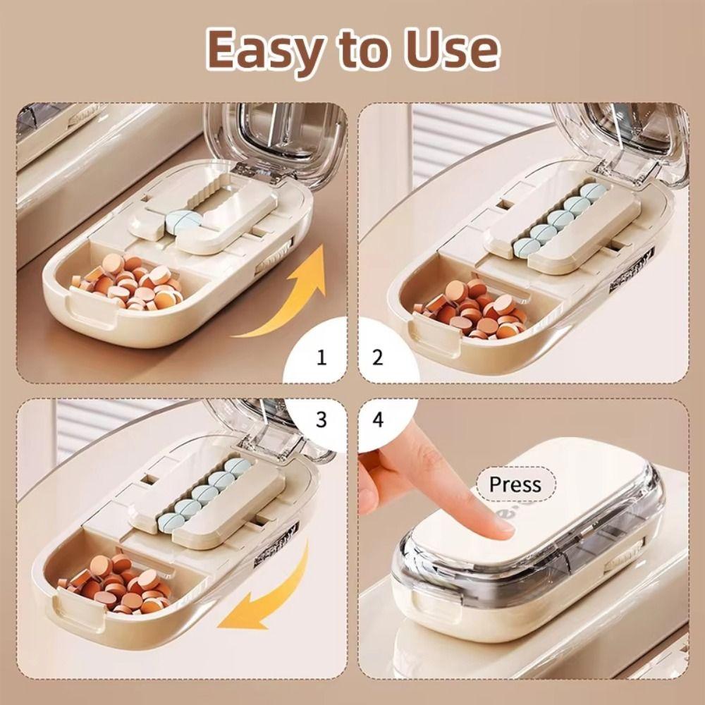 Dustproof 2 in 1 Pill Storage Box Precise Cutting Medicine Divider Case  Small Medicine