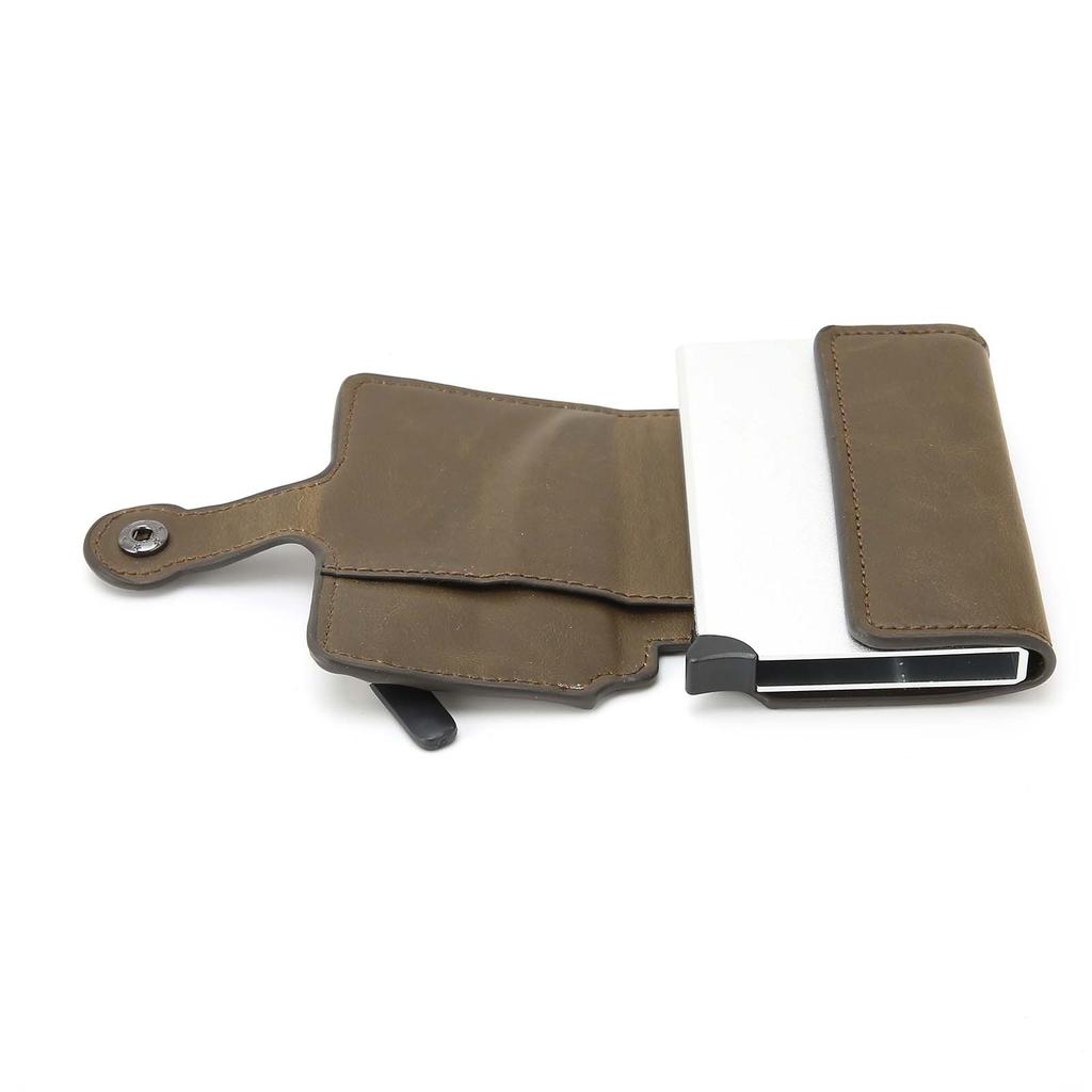 Automatic Popping Business Card Holder AntiDegaussing Credit Card Case Bag Gift(Coffee x 59#)