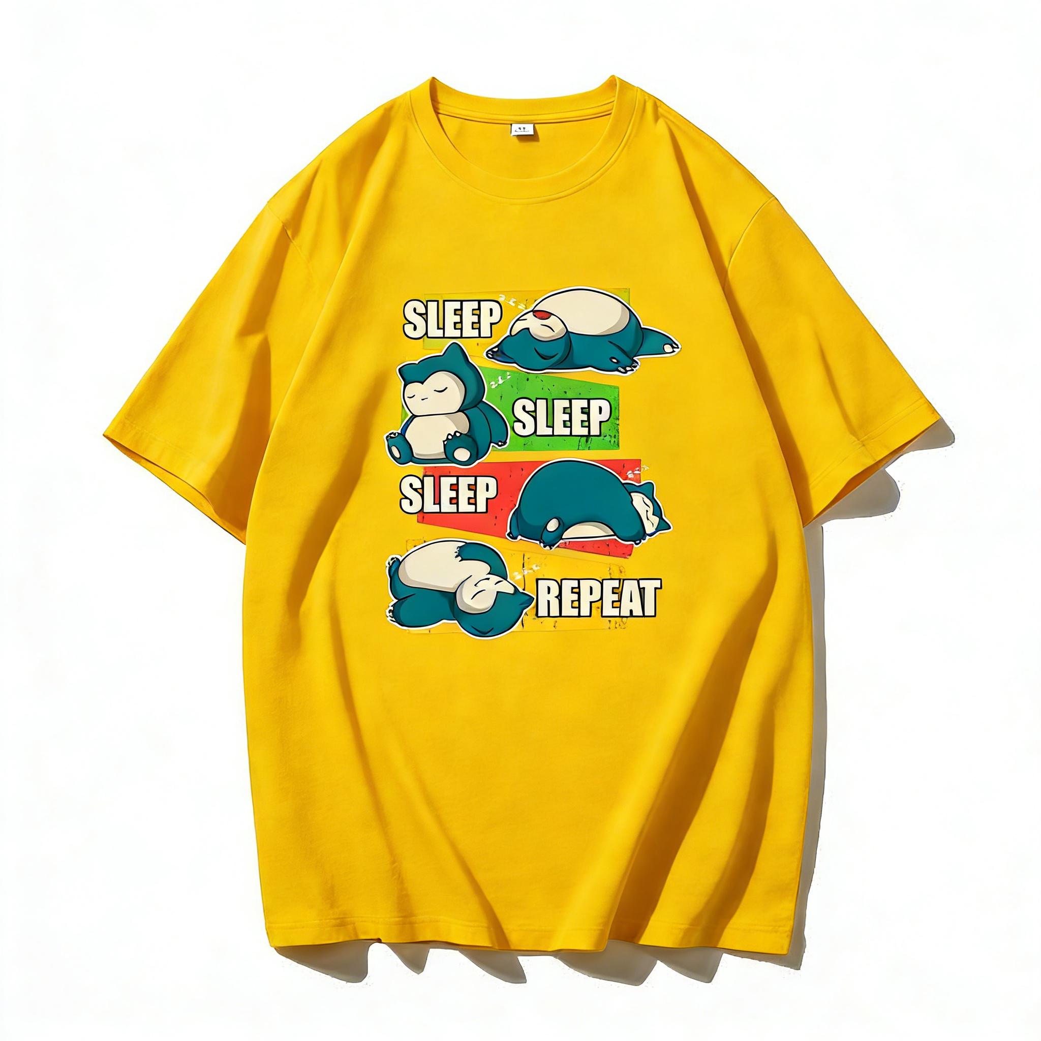 

Pok É Mon Kabi Beast Pattern Short Sleeve Tshirt for Men and Women Loose Top Mens Tshirt Childrens Parent Child Clothing 4XL