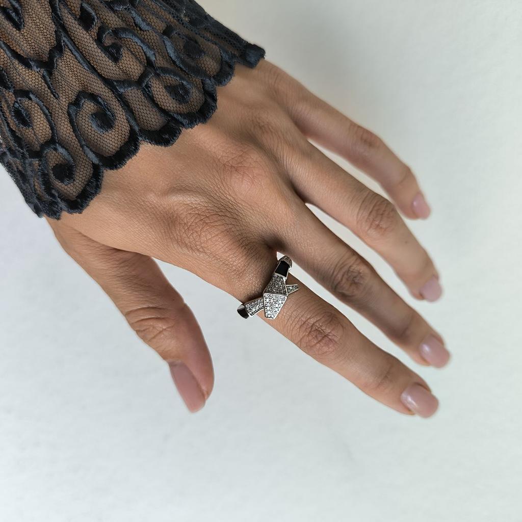 Silberring mit Zirkonia, Emaille, Artikelgewicht 3,83 g (2192725)