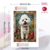Bichon Frise and garden Pattern  3pcs 100% Round Full Drill 5D DIY Diamond Painting Embroidery Cross Stitch Rhinestone Décor