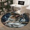 Witch Flying Through Starry Sky Round Carpet Chair Cushion Round Entryway Rug, Soft Round Rugs for Living Room, Bedroom, Circle Carpet Decor Gifts
