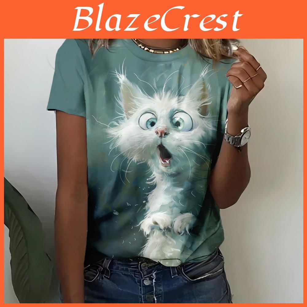 Prints Animal Cat Funny Womens T Shirts Short Sleeve Tees Tops 3d Prints Oneck Shirt Summer Casual Womens Clothing Apparel