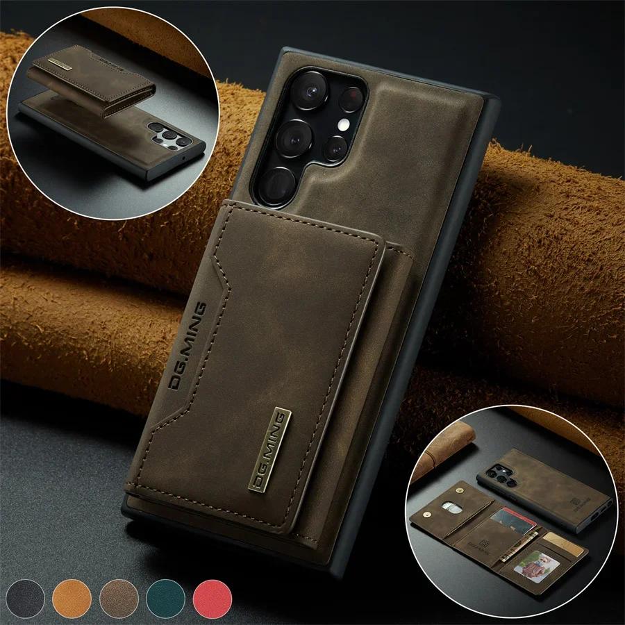 Luxury Magnetic Leather Wallet Case for Samsung Galaxy S25 Ultra S24 S23 S20 S21 S22 Plus Note 20 Kickstand Card Holder Cover