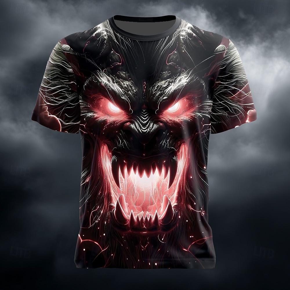 Camiseta Masculina Unissex com Estampas Gráficas de Dragão Manga Curta Camiseta 3D Gola Redonda Moda Designer Básica