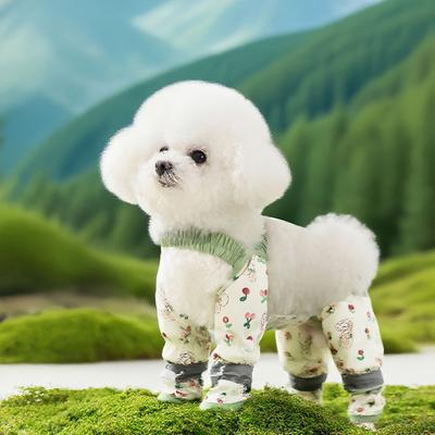 Pet Anti Dust Pants Anti-Slip Dog Suspender Rain Boots Waterproof Cartoon-Print Detachable Footed for Small & Medium Dogs
