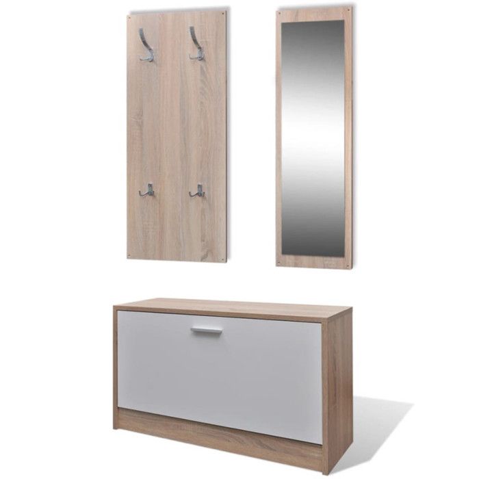 VidaXL Armoire à chaussures 3-en-1 Bois Chêne et blanc