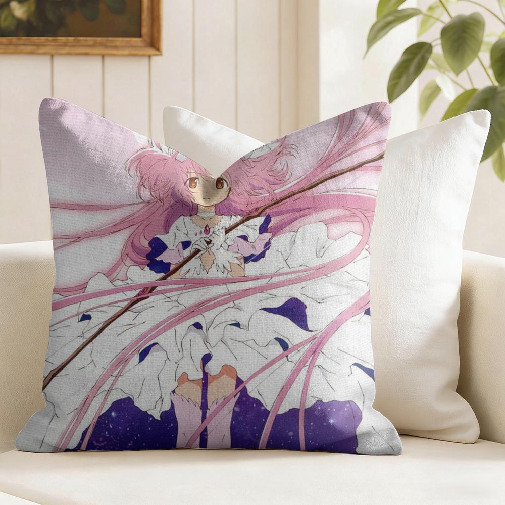 Puella Magi Madoka Cute Cushion Cover Eco Linen Pillow Case DoubleSided Print Breathable Durable Zipper Home Decor Gift