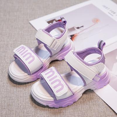 Girls' Sandals Summer New Fashion Korean Style Sporty Soft Sole Open-Toe Sandals for Older Children and Students Children's Beach Shoes