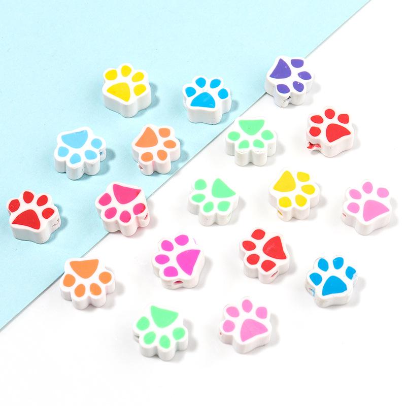 50 pcs Polymer Clay Animal & Fruit Style Mixed Color Flat Round Beads for DIY Bracelet Jewelry