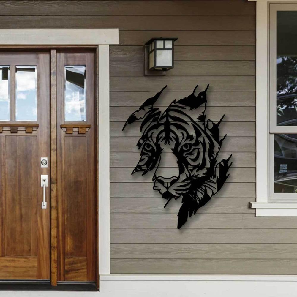 Iron Tiger Wall Art Outdoor Garden Sculpture Fence Balcony Decor