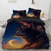 Wolf Duvet Cover Set Black White Wolf Yin and Yang Pattern Wild Animals Comforter Cover King Queen Size for Kid Boys Bedding Set