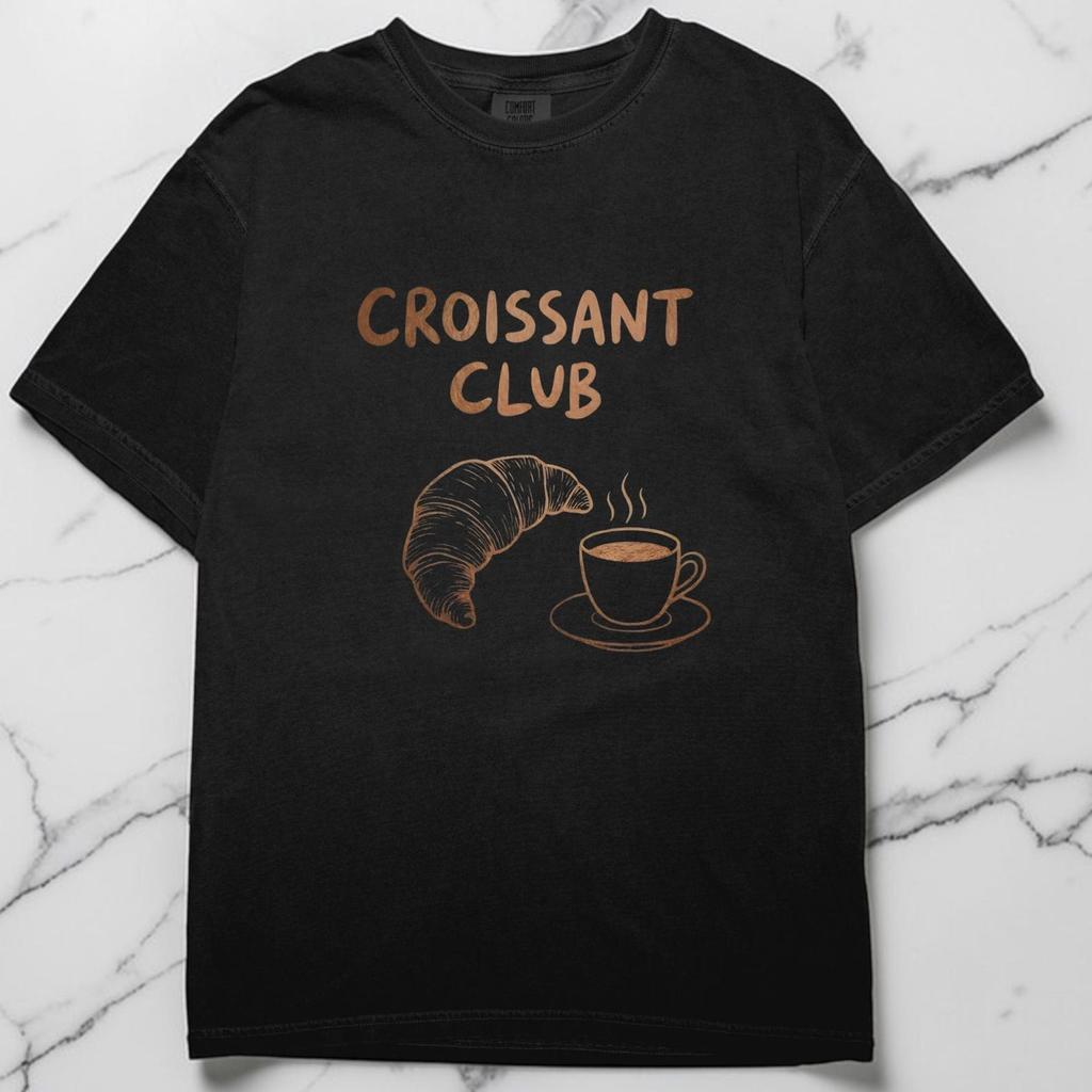 Croissant Club Shirt, Unisex Comfort Colors, French Pastry Graphic Tee, Coffee Lover Gift, Baking Shirt, Foodie Tee, Breakfast Club Shirt