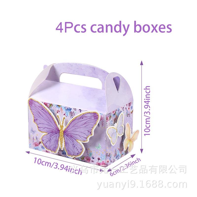 WTEMPO Floral Butterfly Birthday Gift Boxes with Handles Butterfly Floral Treat Boxes Party Favors Packaging Box for Princess Birthday Baby Shower