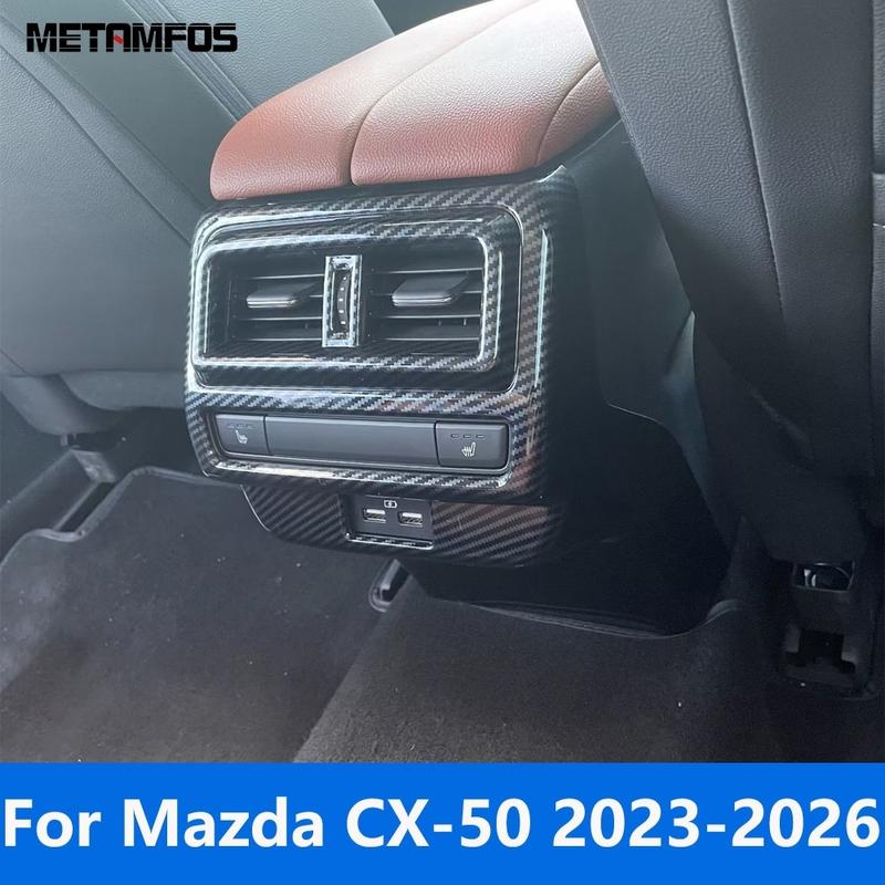 For Mazda CX-50 CX50 -2025 2026 Carbon Fiber Armrest Box Rear Air Conditioner Vent Outlet Cover Trim Interior Accessories