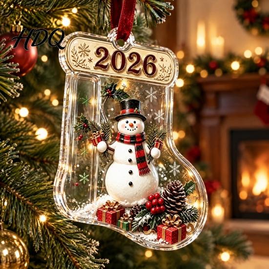 Christmas Present for Friends Stocking Money Holder Tree 2D Acrylic Sock Shaped Cash Gift Ornament Hanging Xmas Stuffers Holiday Party Favors Tree