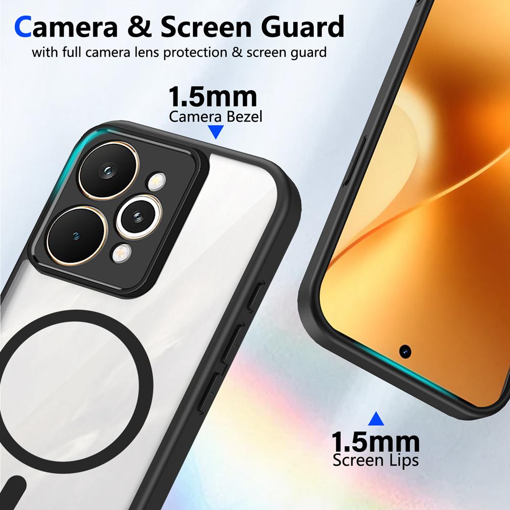 KEYSION Transparent Magnetic Phone Case for Realme 15 Pro 5G Soft Silicone+PC HD Clear Shockproof Back Cover for OPPO Realme 15T