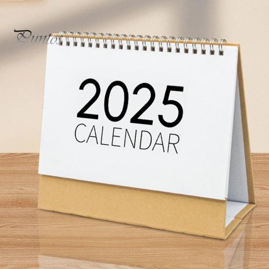2025 Skrivebordskalender Small Stand Up Double-Coil Binding Månedlig kalender Dagsplanlegger Event Markeringstabell Kalender for hjemmekontorskole