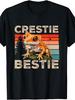 Men's Vintage Retro Crestie Bestie Gecko Lizard T-Shirt - Cute Reptile Graphic Round Neck Casual Tee, Machine Washable Suitable for Daily Wear, Summer