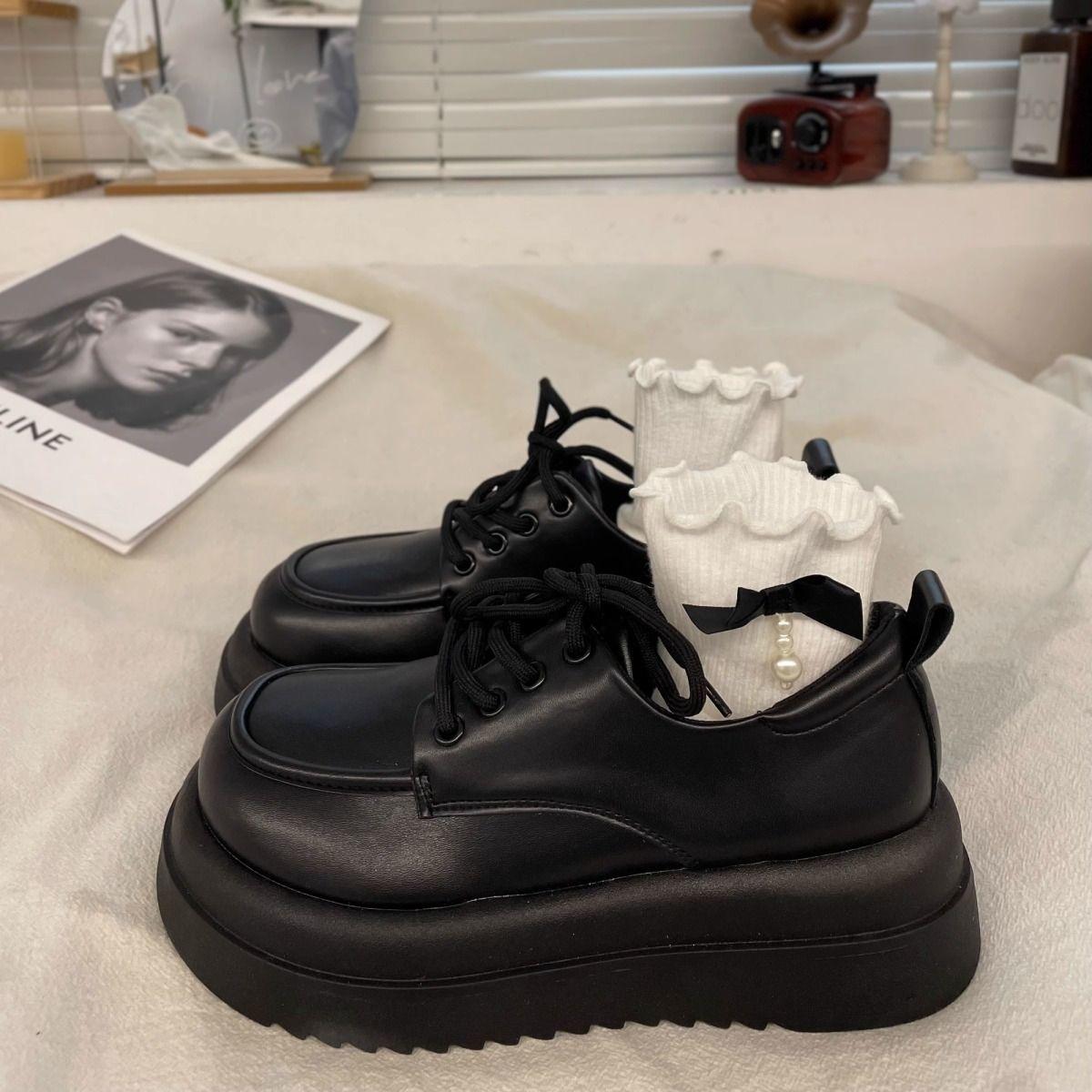 

Модные женские туфли-лодочки с круглым носком на платформе, черные лоферы для женщин, слипоны, роскошный бренд, модная быстрая доставка, удобные и элегантные 35