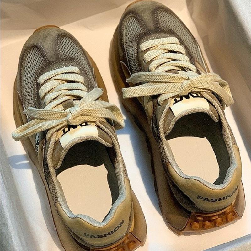 Sneakers Shoes Women 2025 Spring Autumn New Vintage Versatile Casual Lightweight Thick Sole Running Shoes Platform Shoes