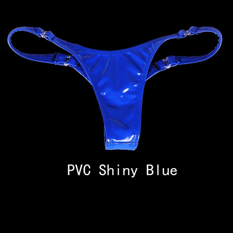 Plus Size Latex Low-Rise G-String Panties Hollow Pvc Shiny Sexy G String Micro Thong Women T-Back Erotic Lingerie Stage Wear F24