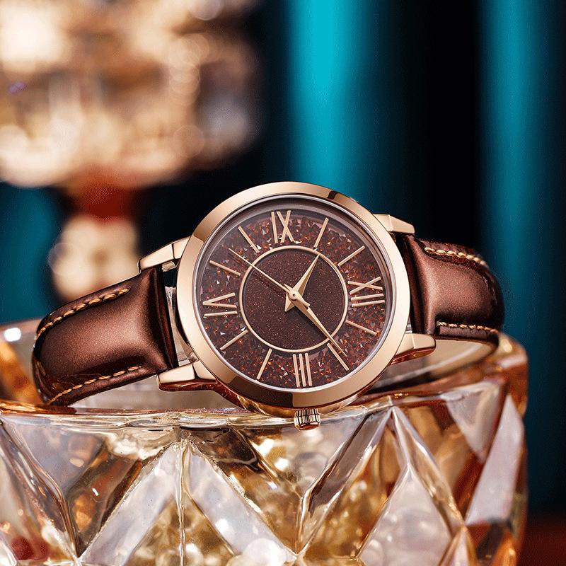 Sky Tower Simple Quicksand 520 Watch Schoolgirl Vintage Roman Scale Ladies Quartz Waterproof Watch 19003