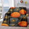2026 New Arrivals 1pc Foldable Home Soft Warm Flannel Blanket - Autumn Floral Throw In Orange, Blue, Black - All-Season Cozy for Couch, Bed, Camping, 